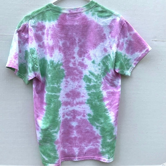 Day by Daydreamer Womens small short sleeve tiedye pink and green star tee - Picture 2 of 9
